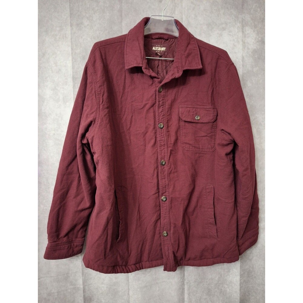 Alesbury Burgundy Quilted‎ Lined Flannel Shirt Jacket Men's XXL Outdoor Workwear